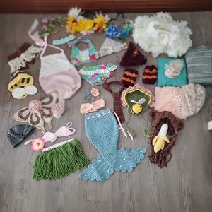 Mud Pie Crochet Kids Hair Accessories Set - Blue, Pink, Green, Brown